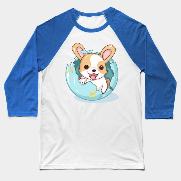 Dog in Egg Baseball T-Shirt by Walter WhatsHisFace